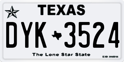 TX license plate DYK3524