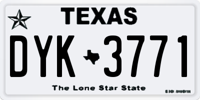 TX license plate DYK3771