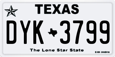 TX license plate DYK3799