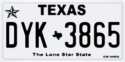 TX license plate DYK3865