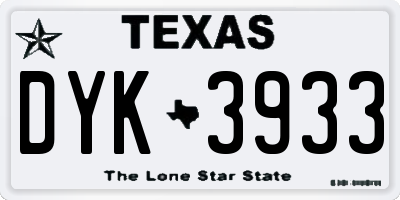 TX license plate DYK3933