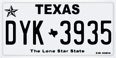 TX license plate DYK3935