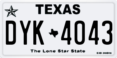 TX license plate DYK4043