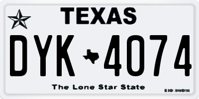 TX license plate DYK4074