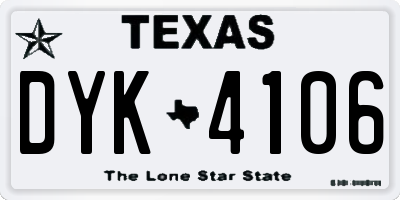TX license plate DYK4106