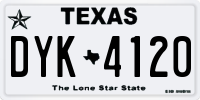 TX license plate DYK4120