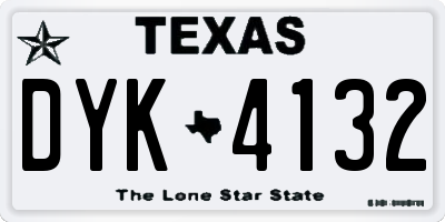 TX license plate DYK4132