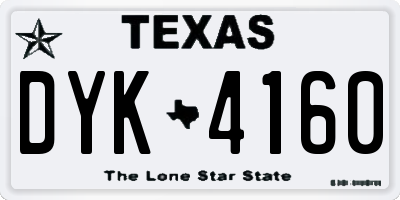 TX license plate DYK4160