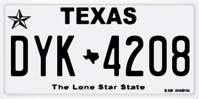 TX license plate DYK4208