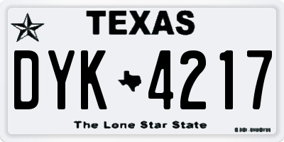 TX license plate DYK4217