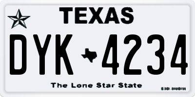 TX license plate DYK4234