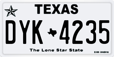 TX license plate DYK4235