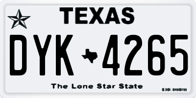 TX license plate DYK4265