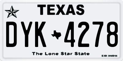 TX license plate DYK4278