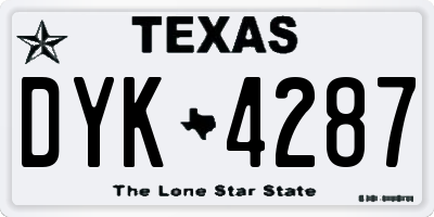 TX license plate DYK4287