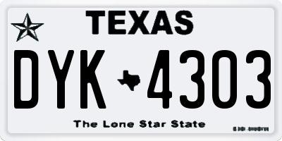 TX license plate DYK4303