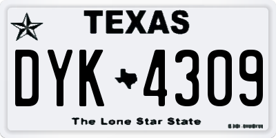 TX license plate DYK4309