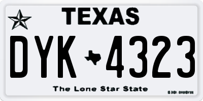 TX license plate DYK4323