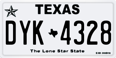 TX license plate DYK4328