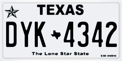 TX license plate DYK4342
