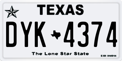 TX license plate DYK4374
