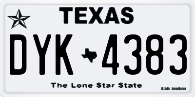 TX license plate DYK4383
