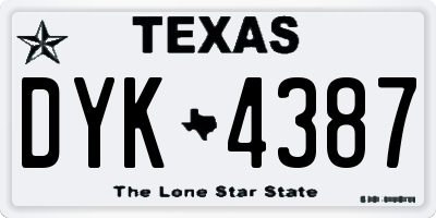 TX license plate DYK4387