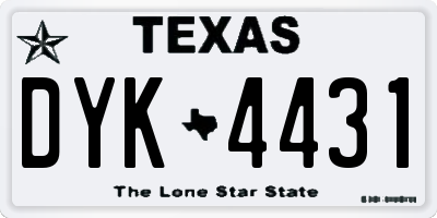 TX license plate DYK4431