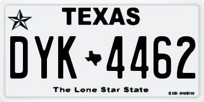 TX license plate DYK4462