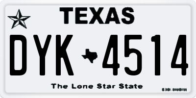 TX license plate DYK4514