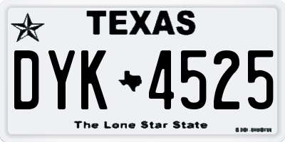 TX license plate DYK4525