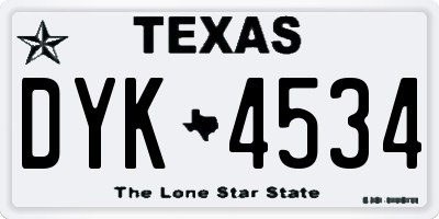 TX license plate DYK4534