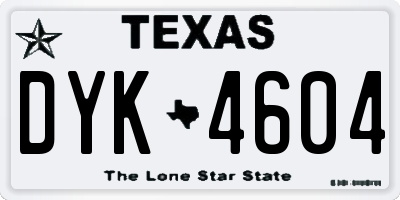 TX license plate DYK4604