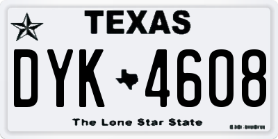 TX license plate DYK4608