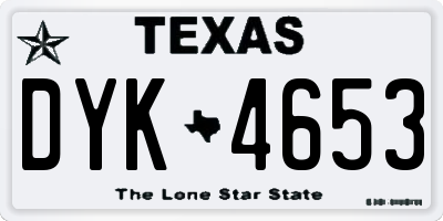 TX license plate DYK4653