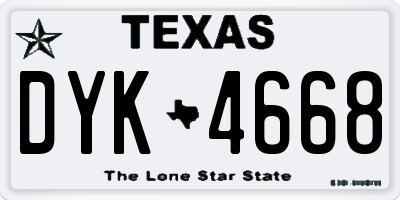 TX license plate DYK4668