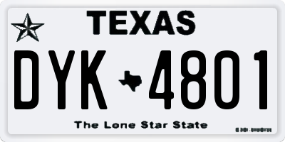 TX license plate DYK4801