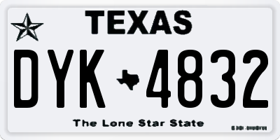 TX license plate DYK4832