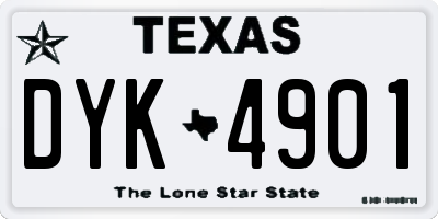 TX license plate DYK4901