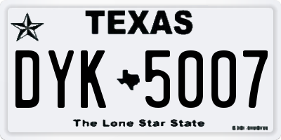 TX license plate DYK5007