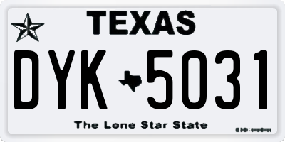 TX license plate DYK5031