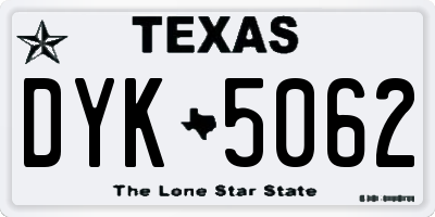 TX license plate DYK5062