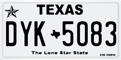 TX license plate DYK5083