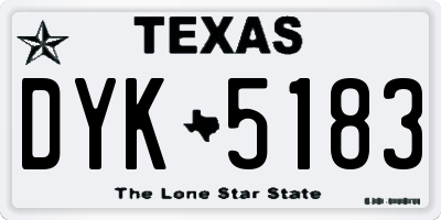 TX license plate DYK5183