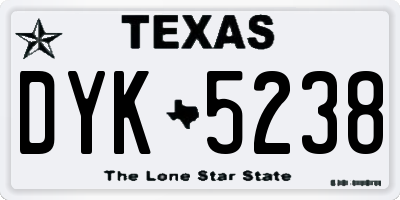 TX license plate DYK5238