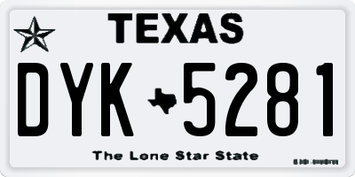 TX license plate DYK5281