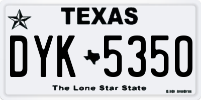 TX license plate DYK5350