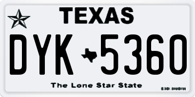 TX license plate DYK5360