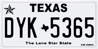 TX license plate DYK5365