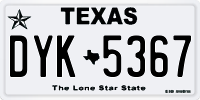 TX license plate DYK5367